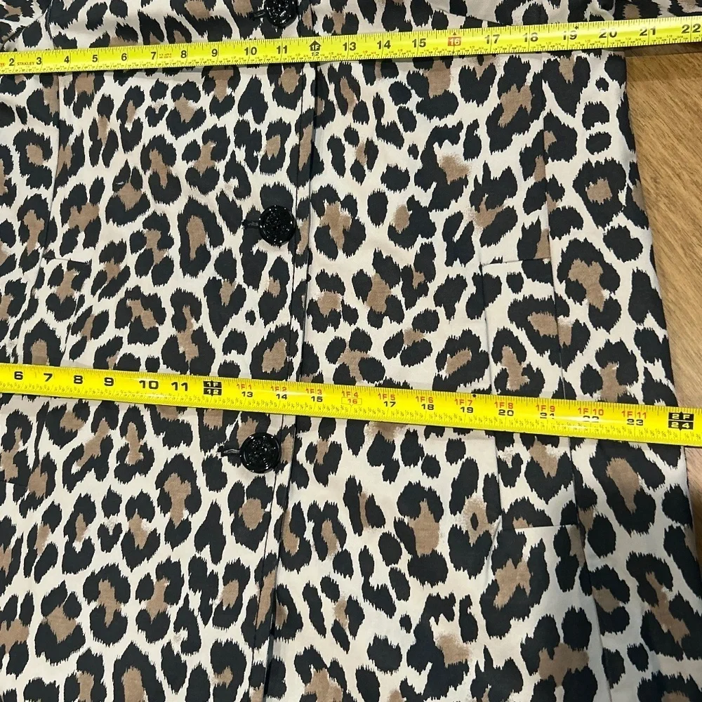Kate Spade Leopard Print A-line Coat Cotton Blend Size Small Button Up Neutral